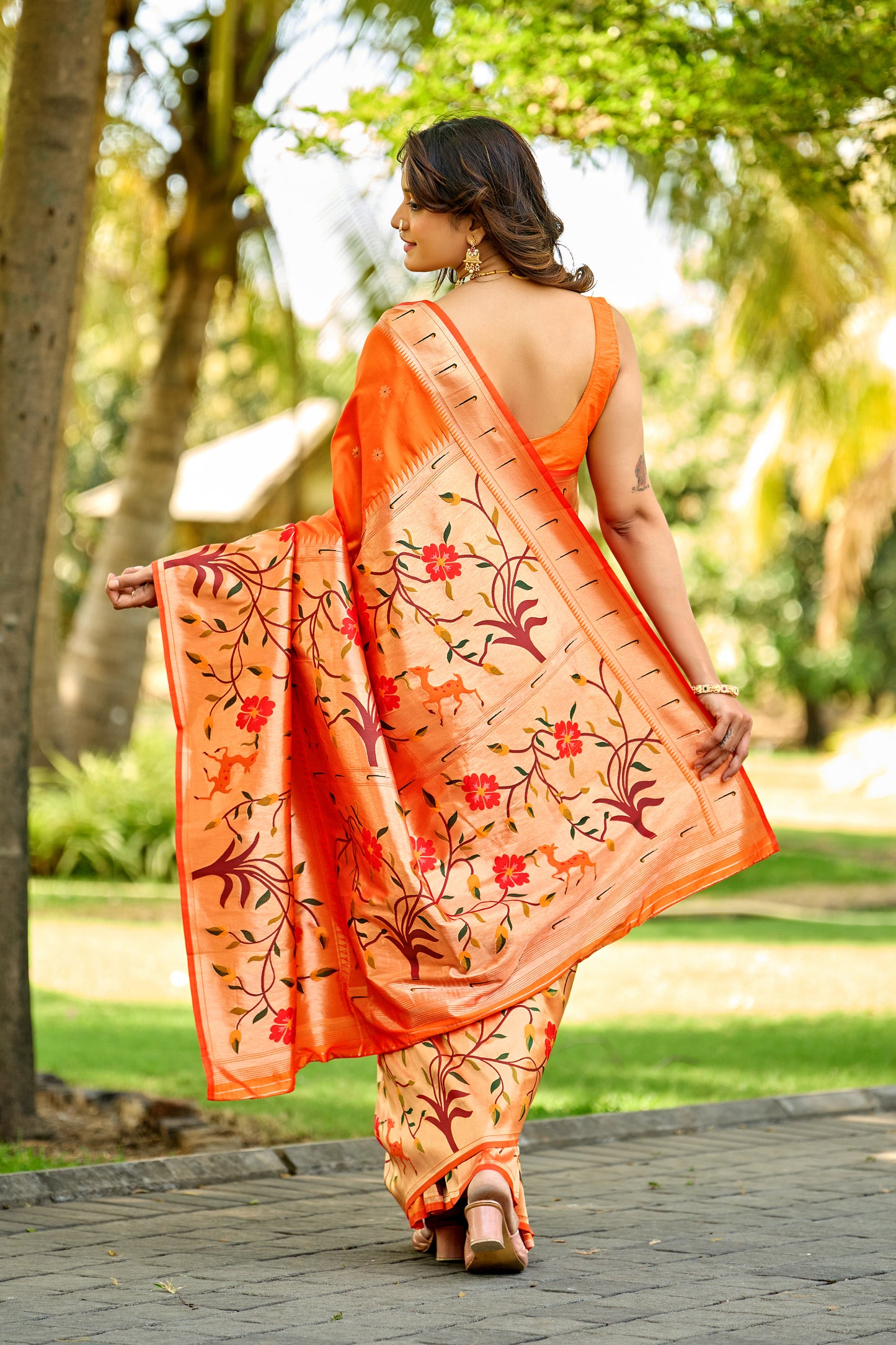 Sunkissed Orange Paithani