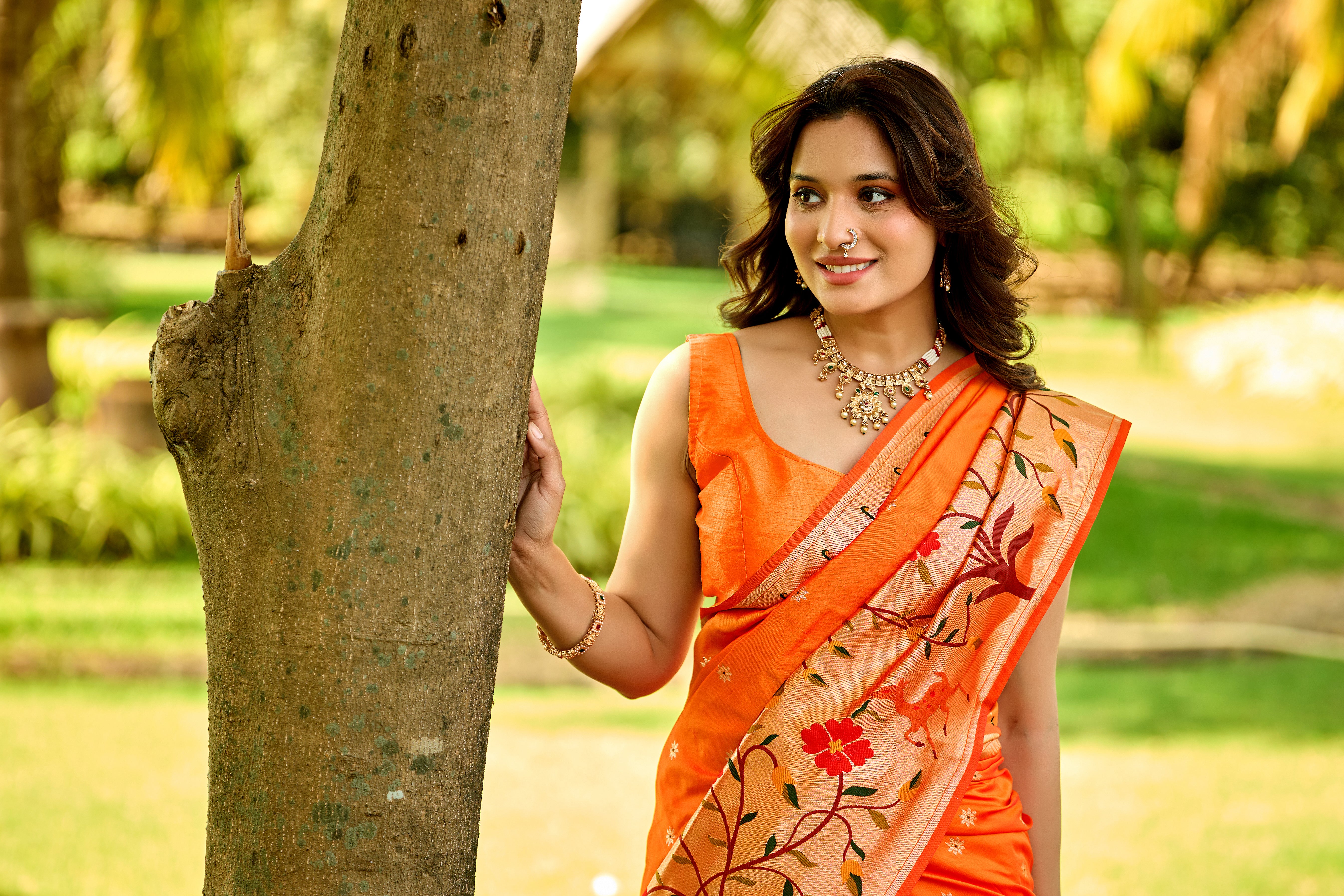 Sunkissed Orange Paithani