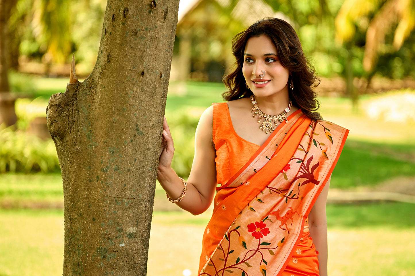 Sunkissed Orange Paithani