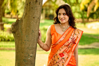 Sunkissed Orange Paithani