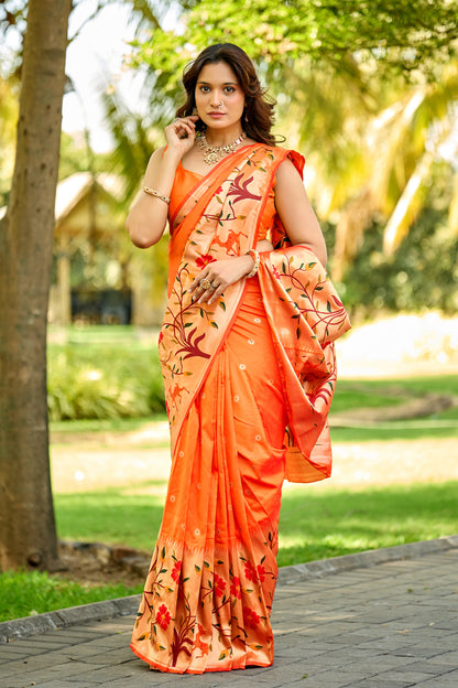Sunkissed Orange Paithani