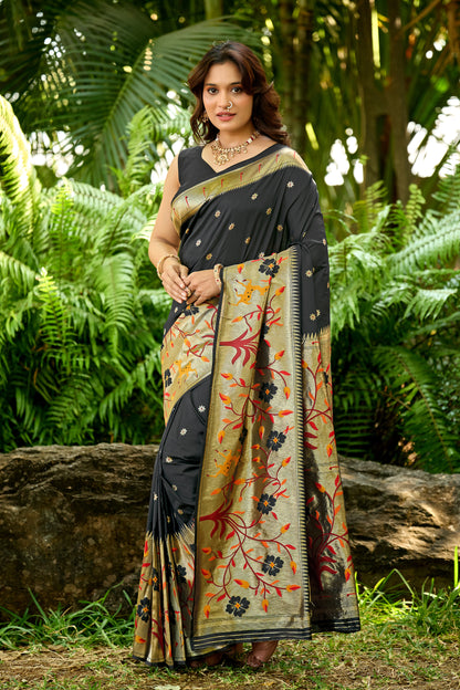 Classic Black Paithani