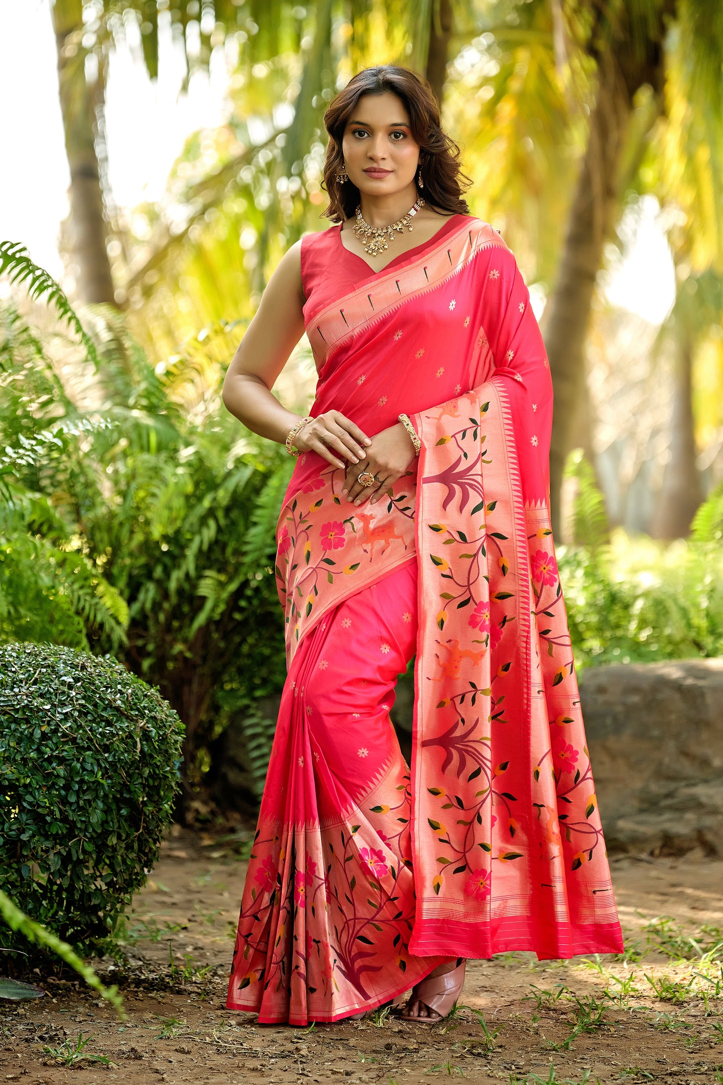 Fuchsia Pink Paithani