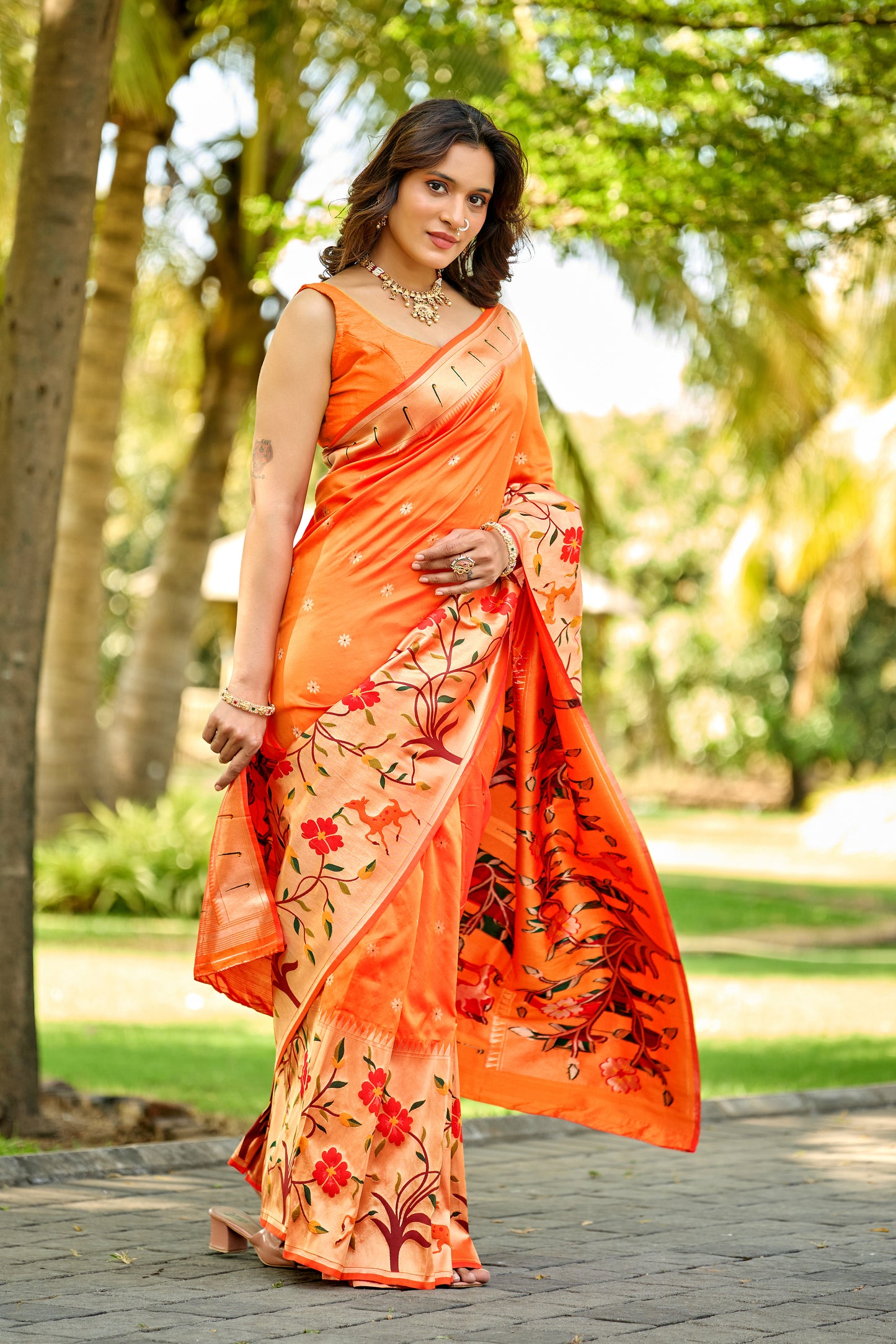Sunkissed Orange Paithani