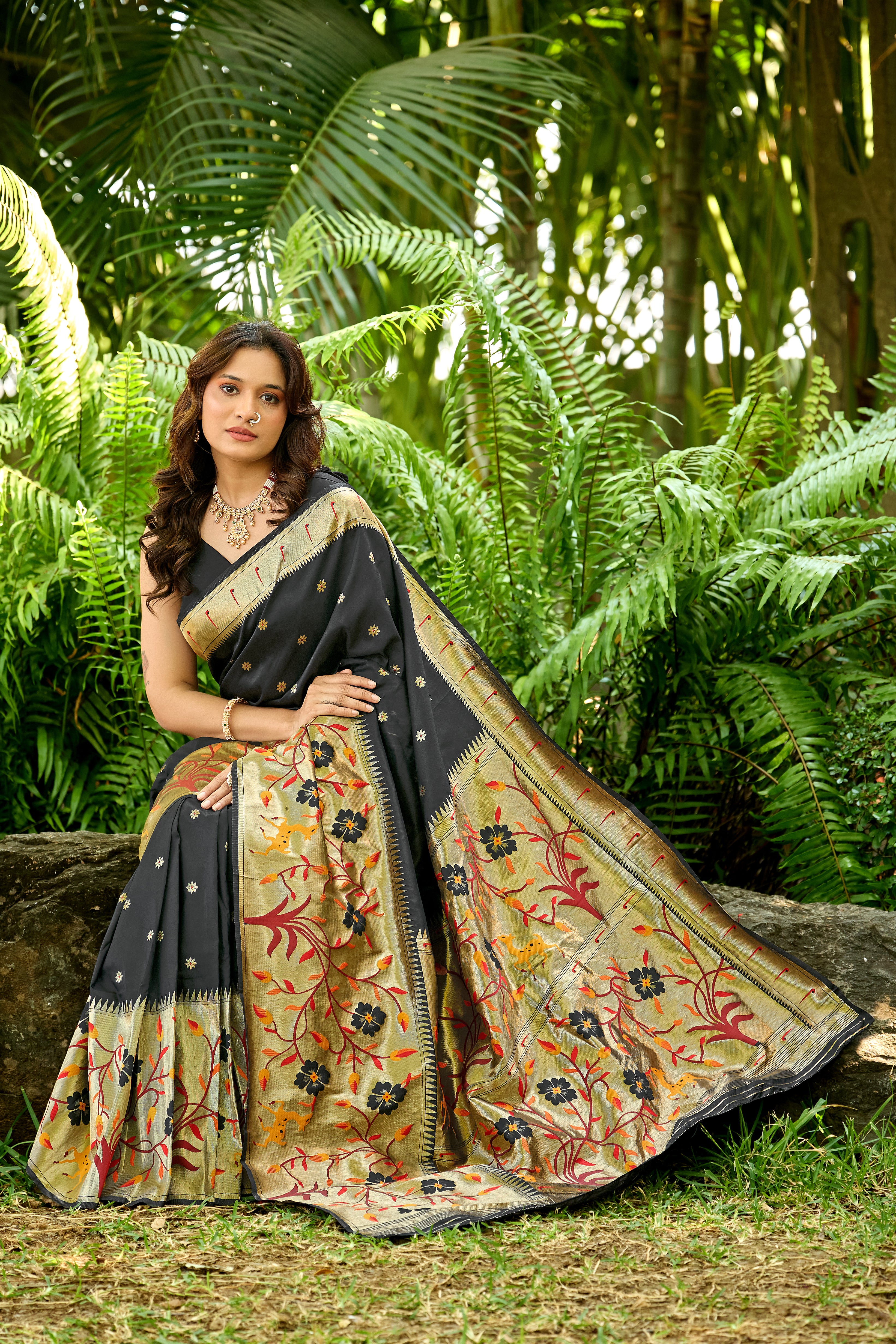 Classic Black Paithani
