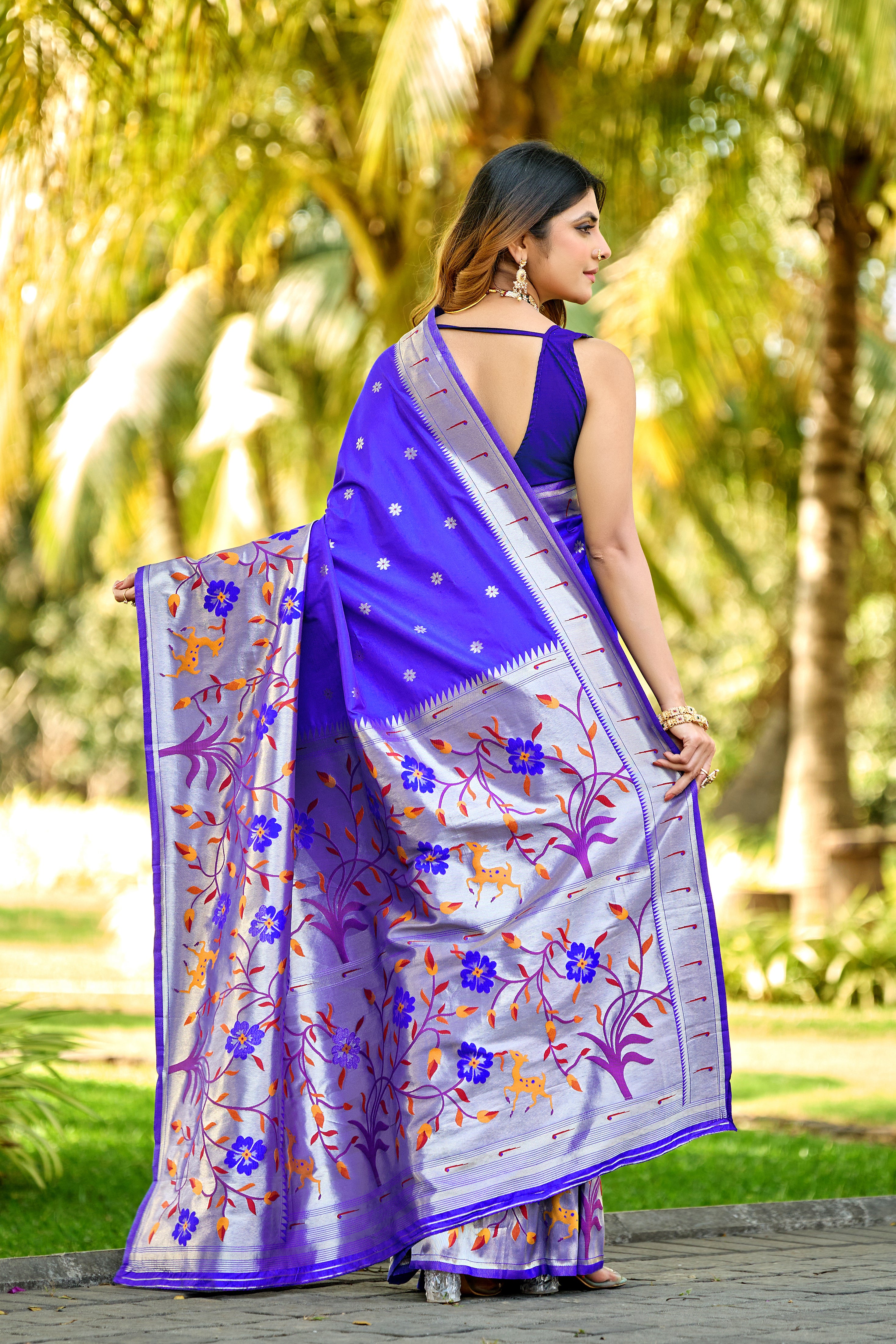 Royal Blue Paithani