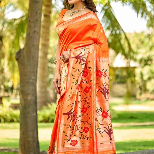 Sunkissed Orange Paithani