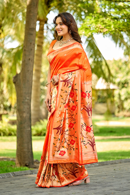 Sunkissed Orange Paithani