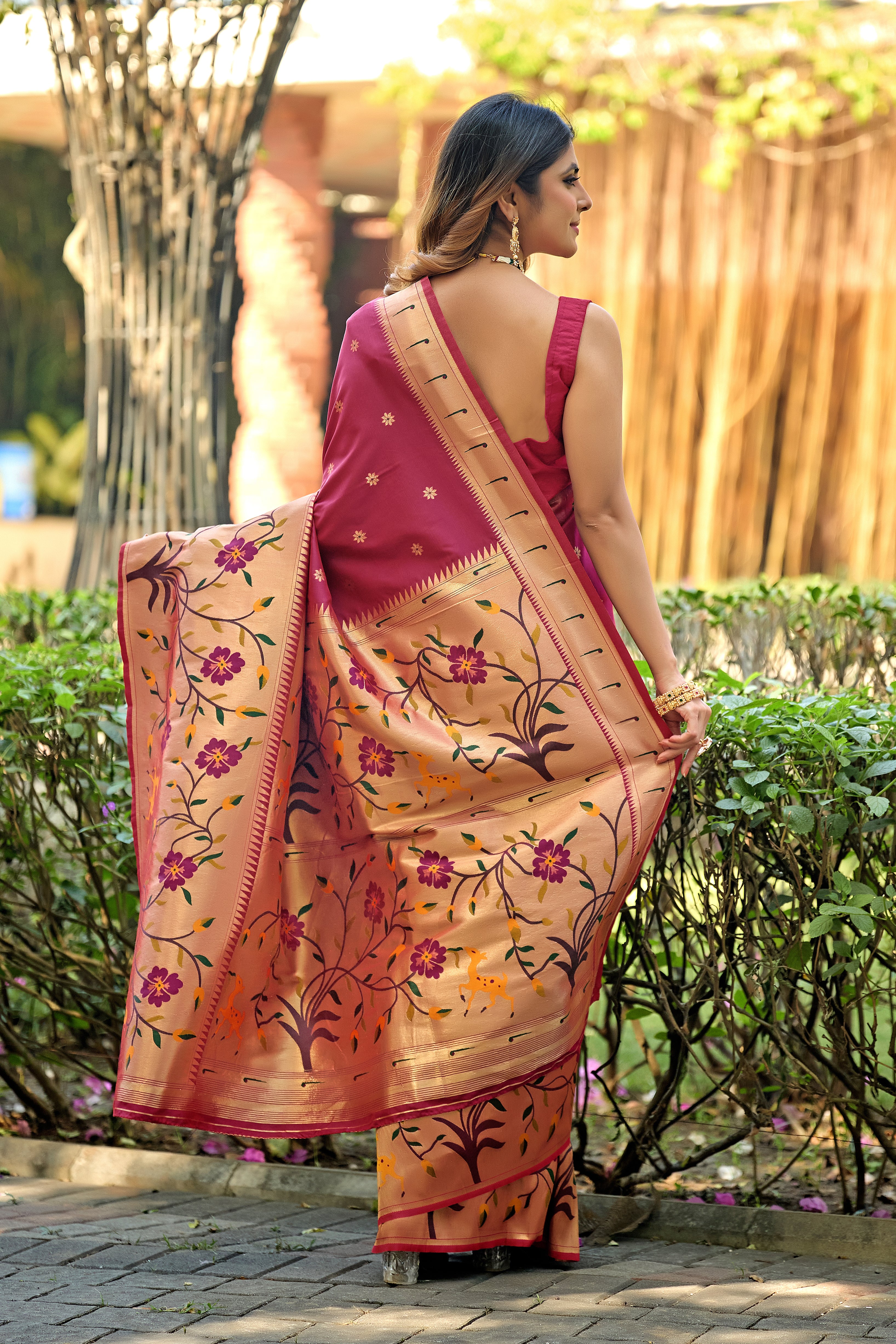 Shiny Maroon Paithani