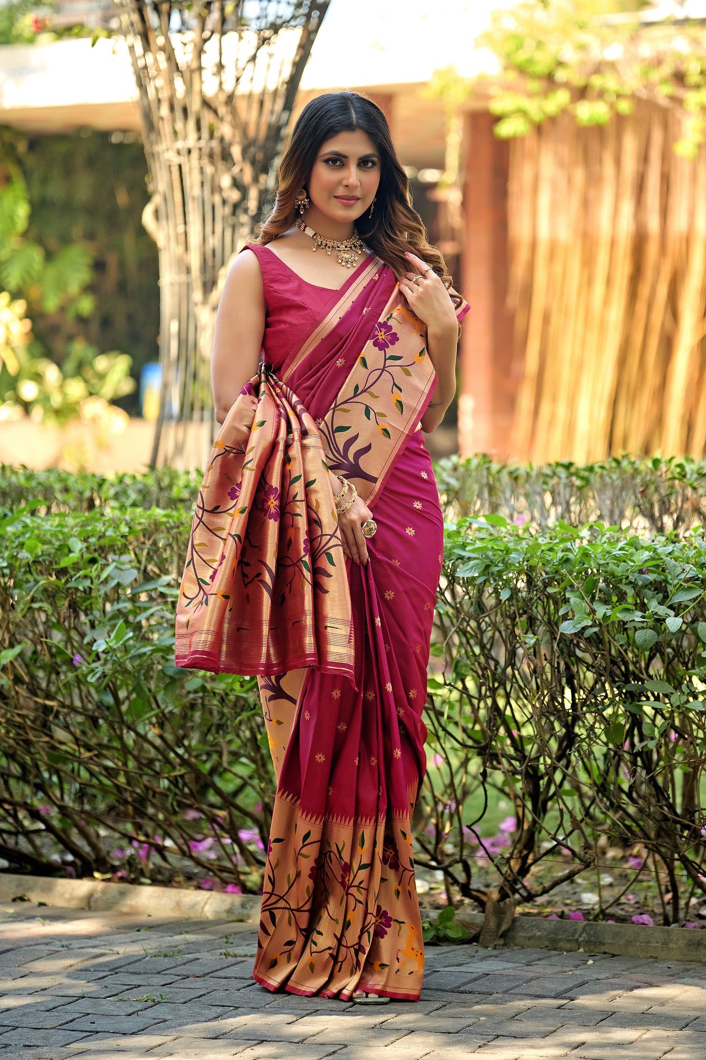 Shiny Maroon Paithani