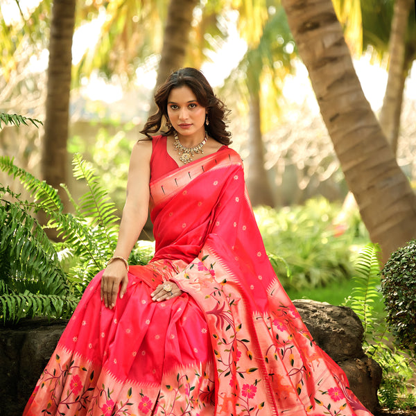 Fuchsia Pink Paithani