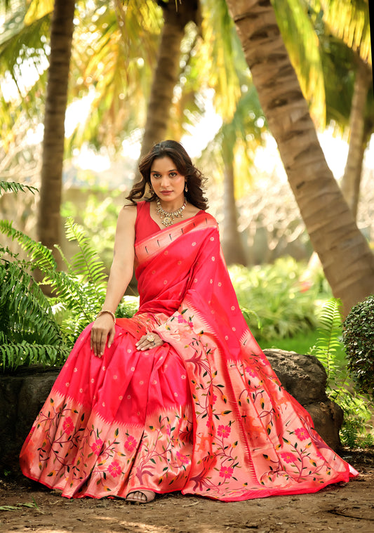 Fuchsia Pink Paithani