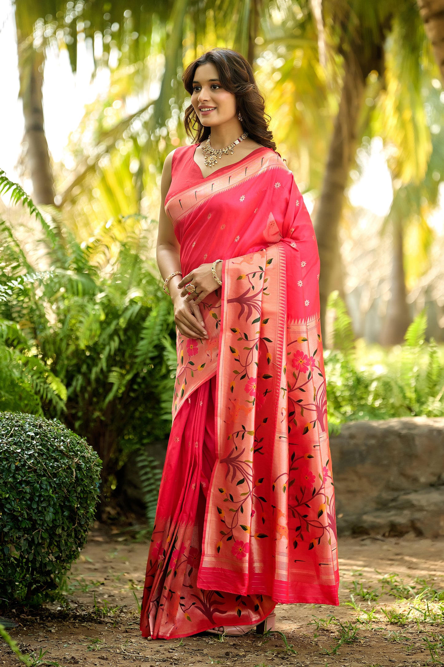 Fuchsia Pink Paithani