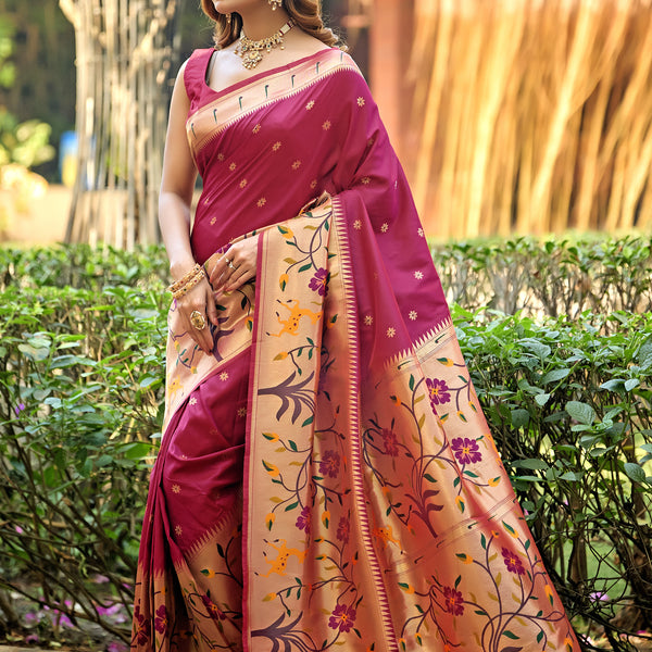 Shiny Maroon Paithani